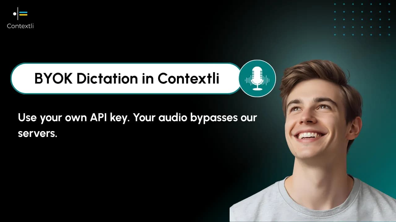 Apportez Votre Propre Clé pour la Dictée: Comment le BYOK Fonctionne dans Contextli
